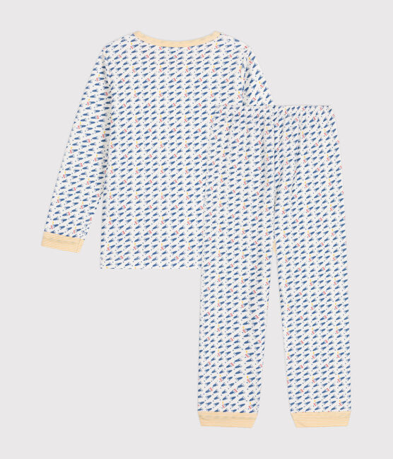 Pyjama en velours imprimé fusées enfant blanc MARSHMALLOW/blanc MULTICO