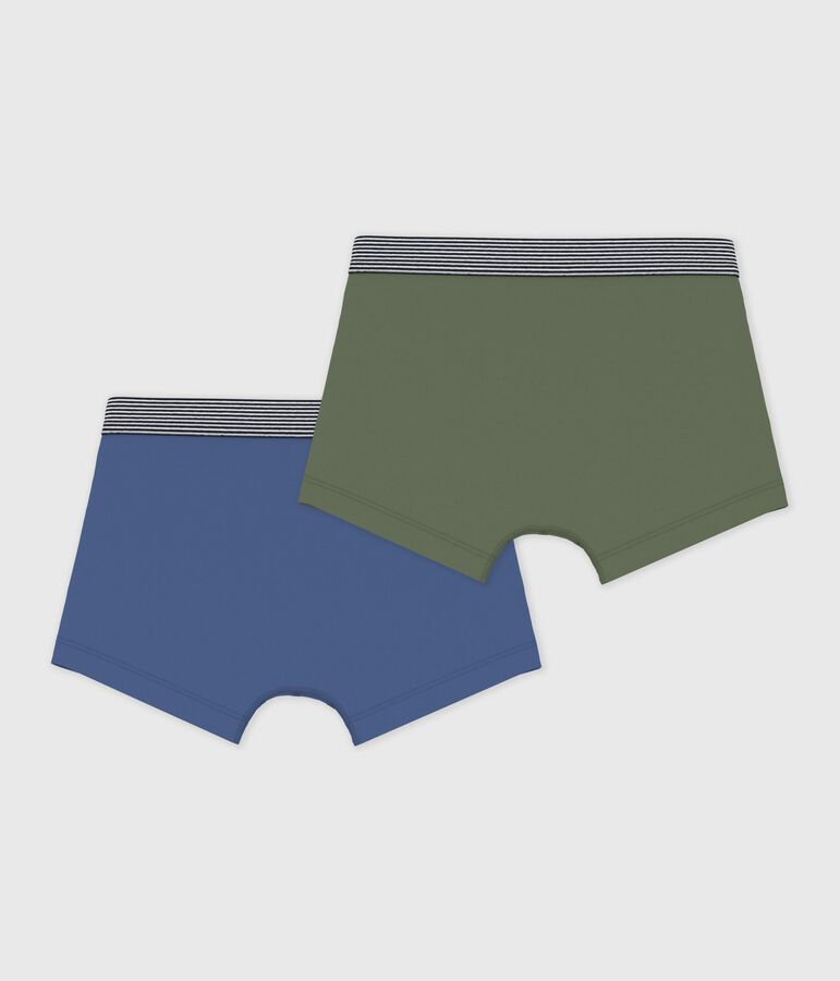 Lot de boxers enfant en coton et &eacute;lasthanne uni variante 1