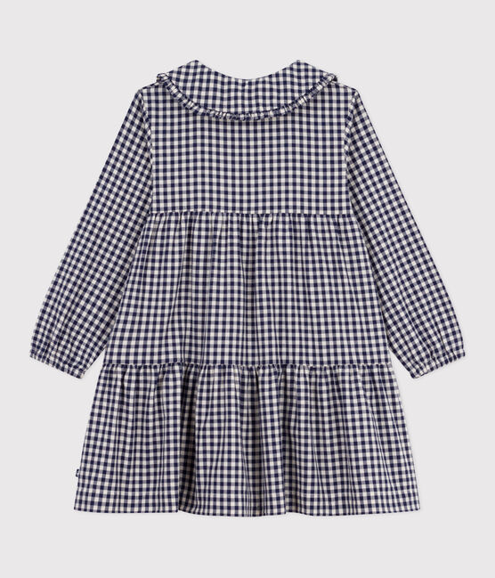 Robe enfant manches longues en flanelle à carreaux bleu SOIR/ MILK