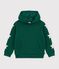 Sweatshirt &agrave; capuche enfant en coton uni vert fonc&eacute;