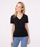 Tee-shirt l'Iconique manches courtes en côte unie femme noir BLACK