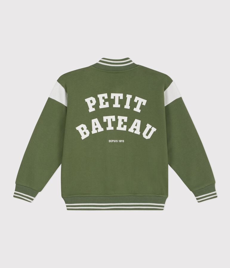Veste teddy enfant en coton vert OLIVINE/ MILK