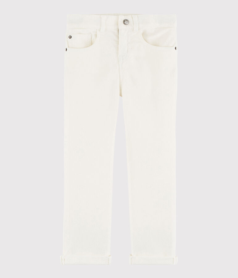 Pantalon en serge enfant gar&ccedil;on blanc MARSHMALLOW