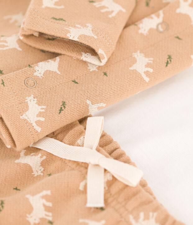 Ensemble en molleton imprim&eacute; b&eacute;b&eacute; beige/multicouleur