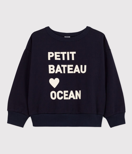 Sweatshirt en molleton enfant fille / garçon bleu SMOKING