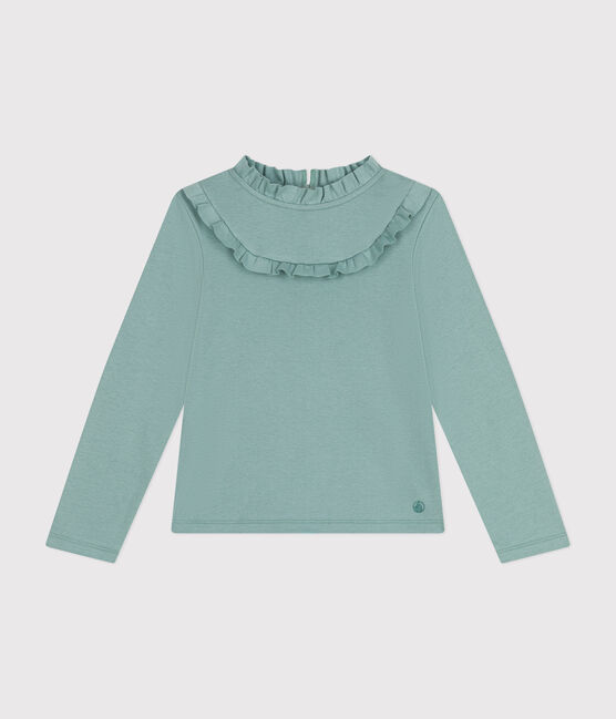 Tee-shirt manches longues en côte enfant fille vert PAUL