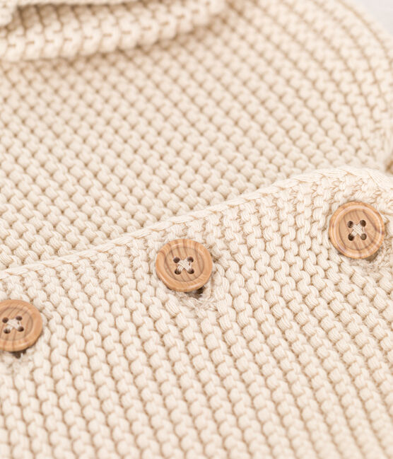 Cardigan bébé tricot point mousse en coton écru AVALANCHE