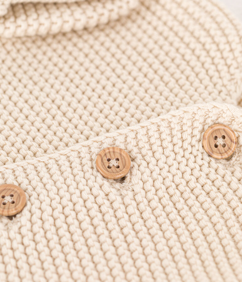 Cardigan b&eacute;b&eacute; tricot point mousse en coton &eacute;cru AVALANCHE