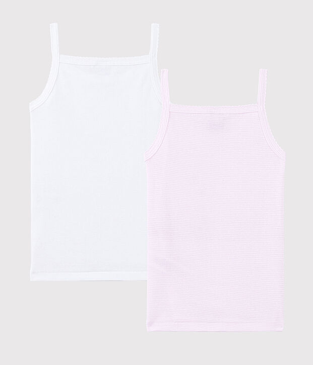 Lot de 2 chemises &agrave; bretelles petite fille en coton biologique multicouleur