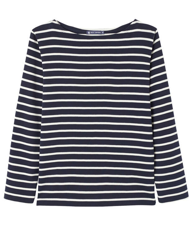 T-shirt mixte ray&eacute; bleu/blanc