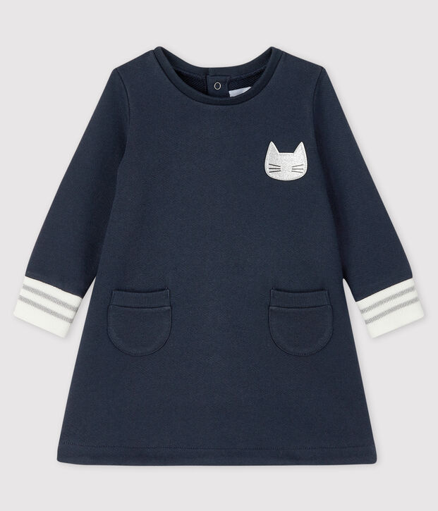 Robe manches longue b&eacute;b&eacute; fille bleu/blanc