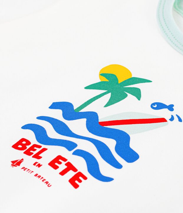 Tee-shirt b&eacute;b&eacute; en coton &agrave; manches courtes &agrave; motif blanc