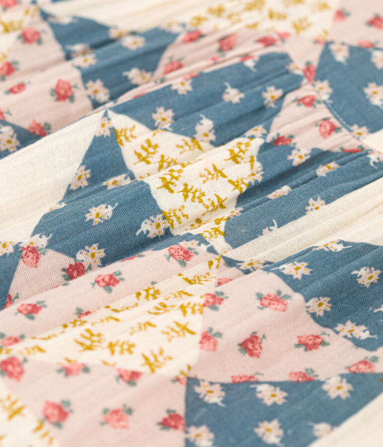 Robe manches courtes en gaze de coton enfant fille blanc AVALANCHE/ MULTICO