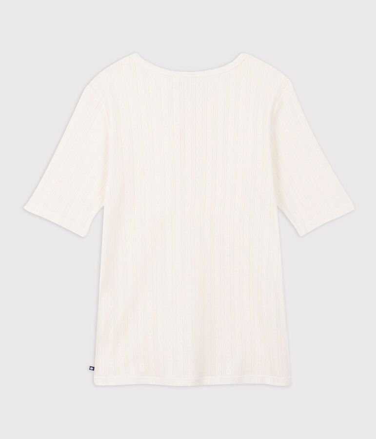 Tee-shirt femme en coton manches courtes uni &eacute;cru