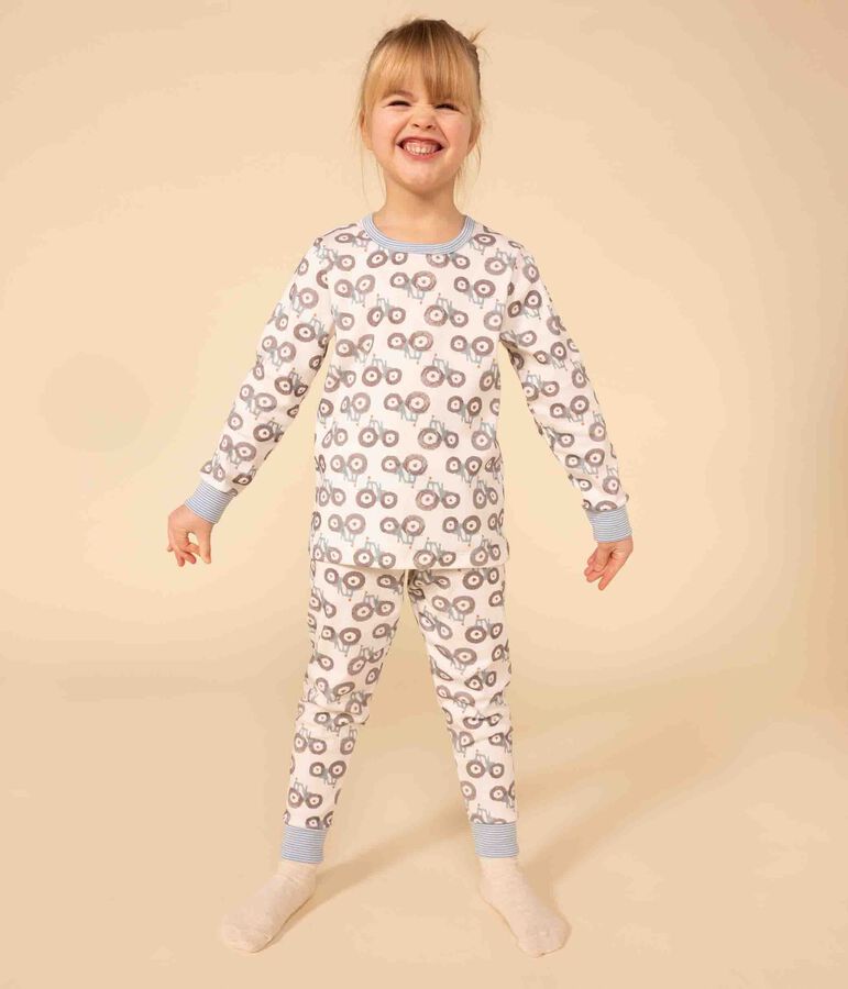 Pyjama tracteur en coton enfant blanc MARSHMALLOW/blanc MULTICO