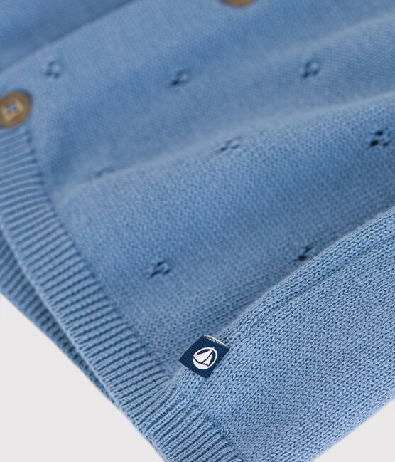 Cardigan en tricot de coton ajouré bébé bleu BEACH