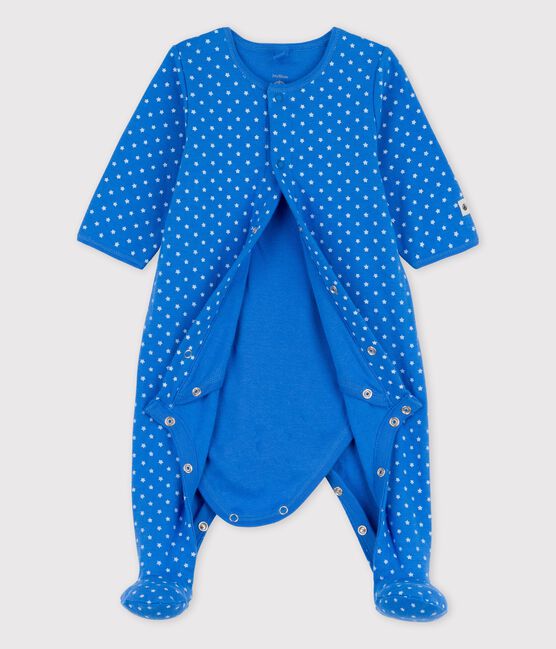 Bodyjama bébé en coton biologique bleu BRASIER/gris MARSHMALLOW