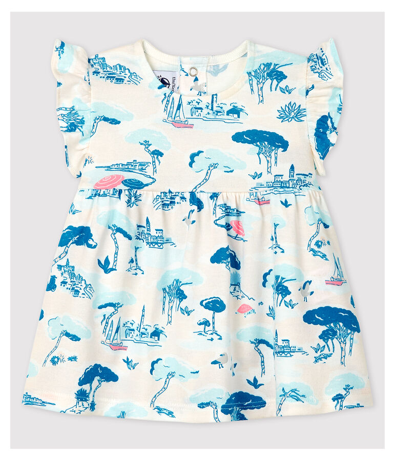 Blouse imprim&eacute;e sans manches en jersey b&eacute;b&eacute; fille blanc MARSHMALLOW/blanc MULTICO