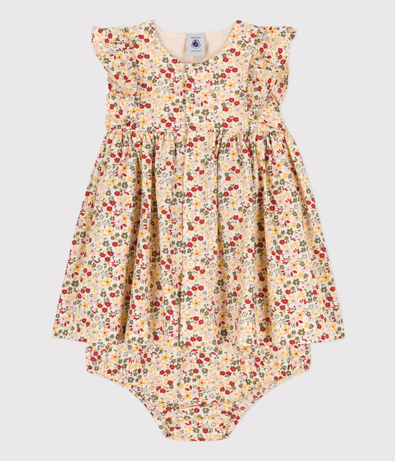 Robe sans manche bébé avec bloomer en popeline blanc AVALANCHE/ MULTICO