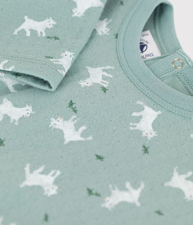 Tee-shirt manches longues en tubique b&eacute;b&eacute; vert/multicouleur