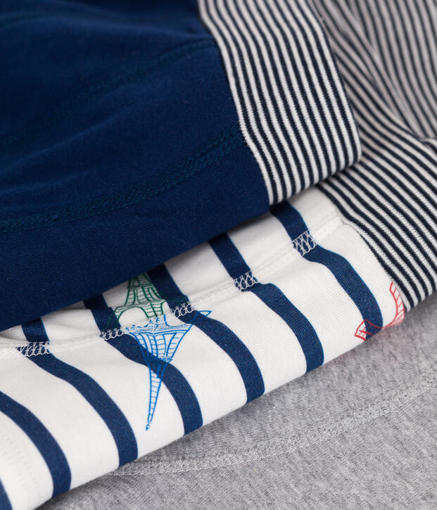 Lot de 3 boxers enfant en coton ceinture recouverte imprim&eacute; Paris multicouleur
