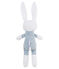 Doudou lapin bébé en jersey bleu FONTAINE/blanc MARSHMALLOW