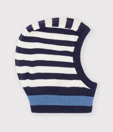 Cagoule bébé à rayures en laine et coton