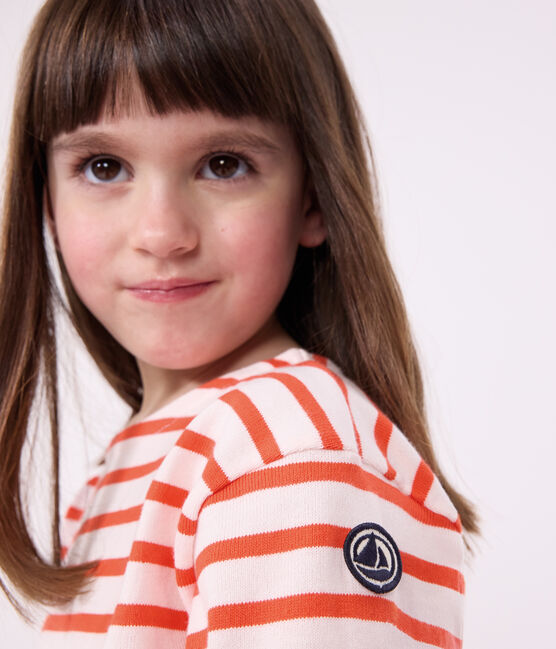 Marinière enfant mixte en coton manches longues rose FLEUR/ SPICY