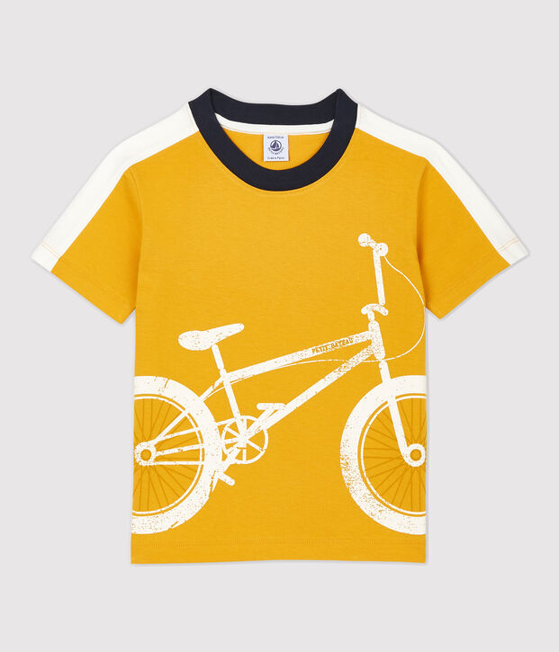 Tee-shirt manches courtes en coton enfant gar&ccedil;on jaune