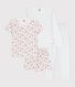 Lot de 2 pyjamas pois bleus et fleurs petite fille en coton