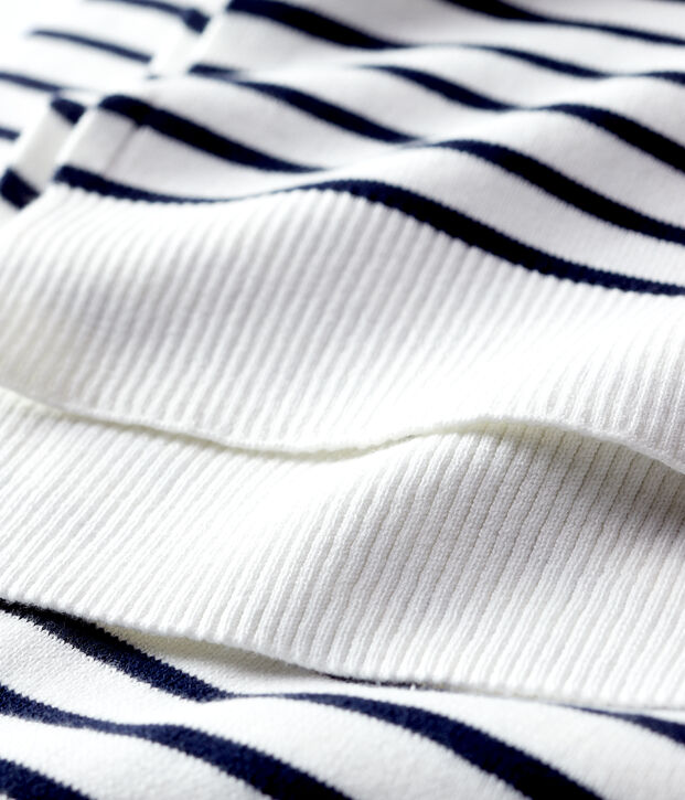 Echarpe ray&eacute;e en coton Femme/Homme blanc/bleu