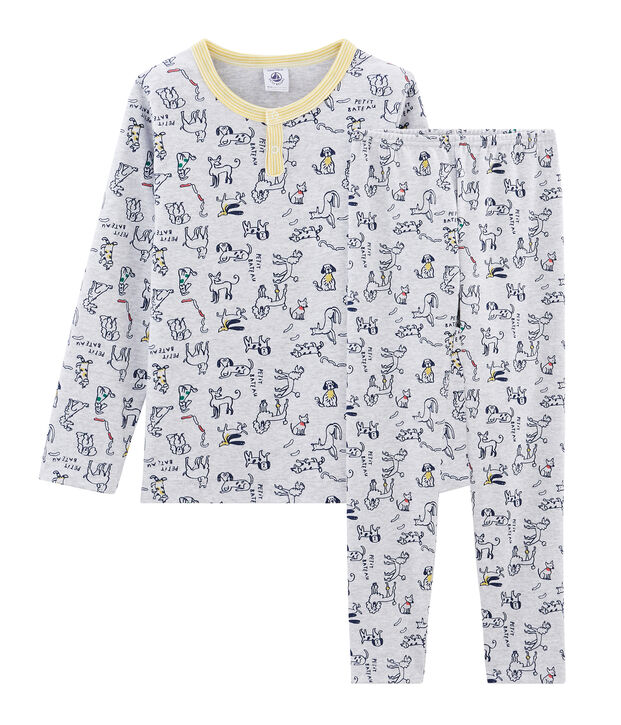 Pyjama en c&ocirc;te gris/multicouleur