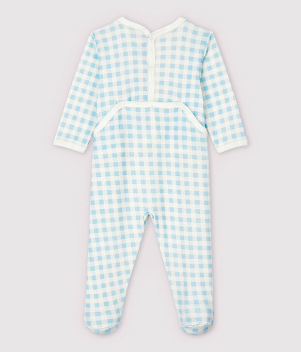 Dors-bien vichy bleu b&eacute;b&eacute; fille en coton blanc/bleu