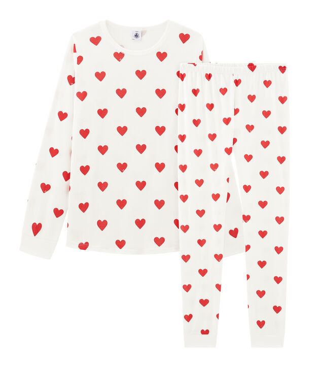 Pyjama petite fille - petit gar&ccedil;on en c&ocirc;te blanc/rouge