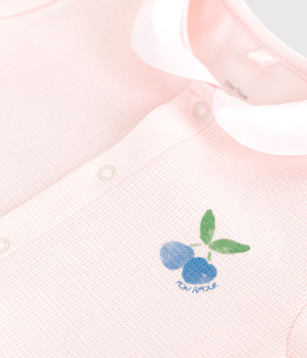 Combicourte b&eacute;b&eacute; en coton et son col claudine rose clair