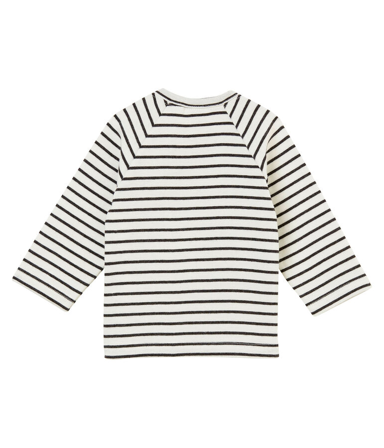 tee-shirt ray&eacute; b&eacute;b&eacute; gar&ccedil;on blanc/gris