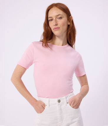 Tee-shirt femme en coton manches courtes uni