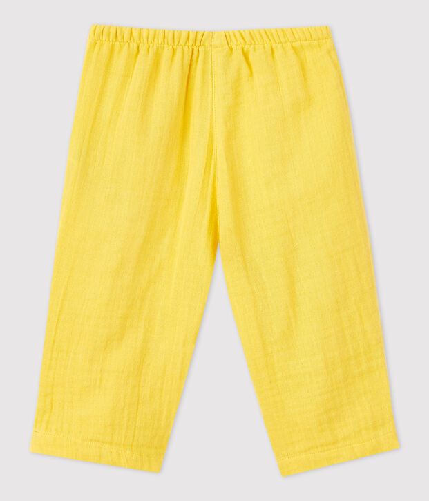 Pantalon en gaze de coton bio b&eacute;b&eacute; jaune