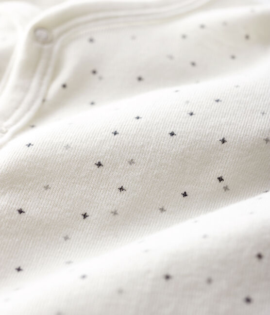 Dors-bien sans pieds bébé petites étoiles en coton biologique blanc MARSHMALLOW/blanc MULTICO