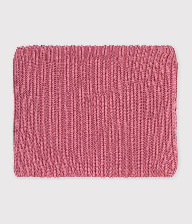 Snood enfant en tricot uni doubl&eacute; polaire rose