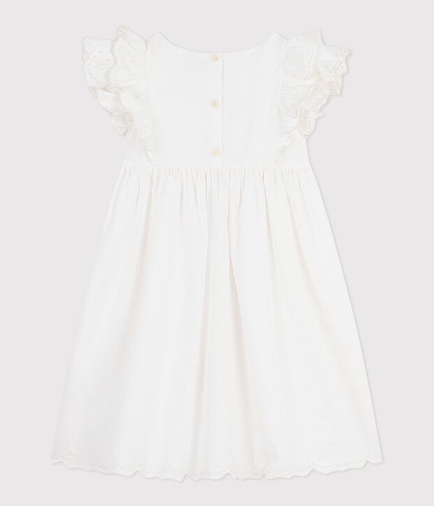 Robe enfant en coton manches courtes unie blanc
