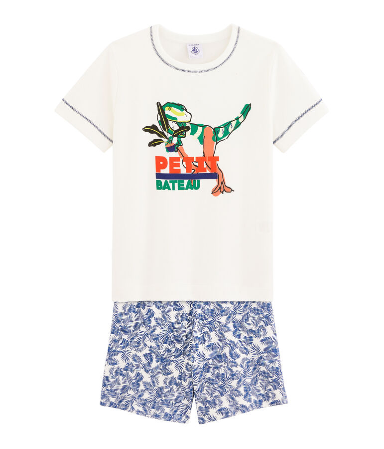 Pyjacourt petit gar&ccedil;on en c&ocirc;te blanc MARSHMALLOW/blanc MULTICO