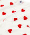Pyjama enfant imprimé cœurs en côte blanc MARSHMALLOW/rouge TERKUIT