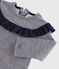 Blouse manches longues bébé fille bleu SMOKING/blanc MARSHMALLOW