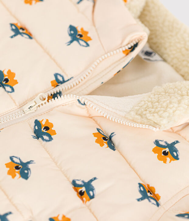Doudoune imprim&eacute;e capuche r&eacute;tractable b&eacute;b&eacute; &eacute;cru/multicouleur