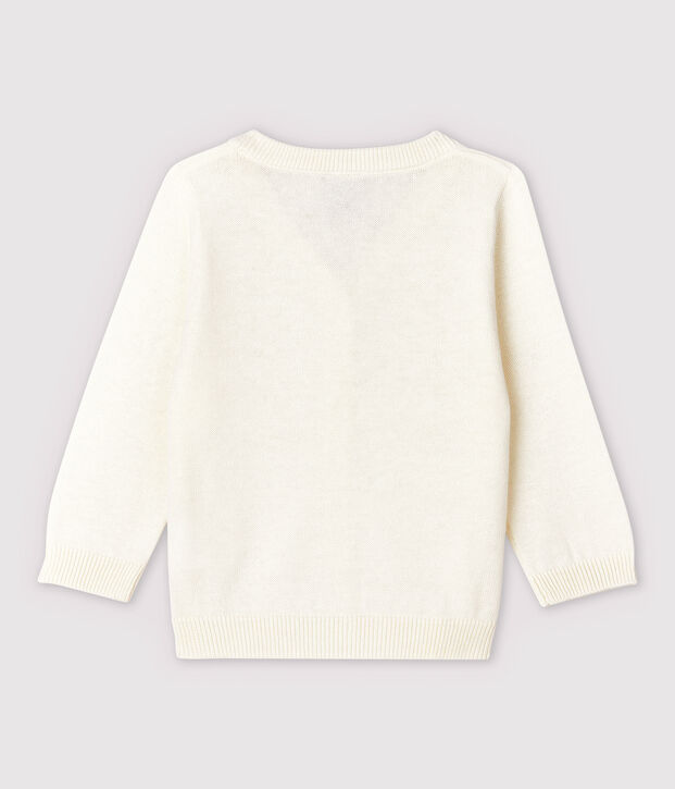 Cardigan en tricot jersey coton/lin b&eacute;b&eacute; gar&ccedil;on blanc