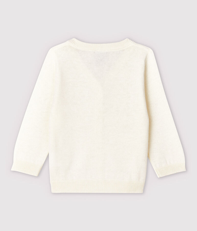 Cardigan en tricot jersey coton/lin b&eacute;b&eacute; gar&ccedil;on blanc