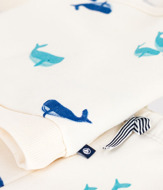 Ensemble sweatshirt et pantalon bébé en coton imprimé baleine MILK/ MULTICO