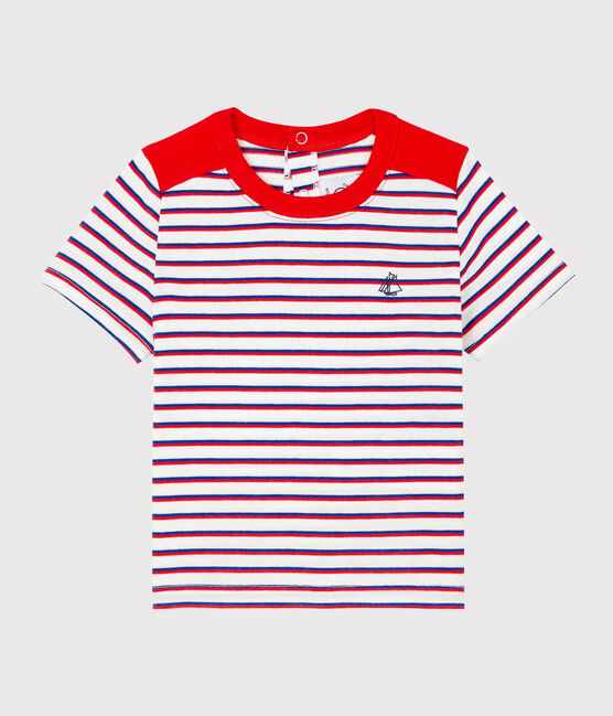 Tee shirt rayé bébé garçon blanc MARSHMALLOW/blanc MULTICO
