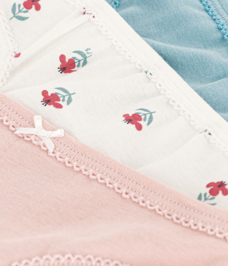 Lot de 3 culottes fleurs en coton petite fille multicouleur